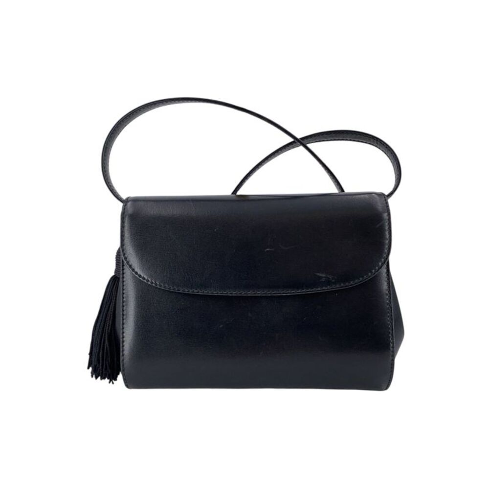 Gucci Vintage Leather Shoulder Bag Black Tassel